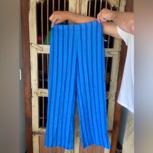 Mango x Simon Miller Blue Striped Linen Pants